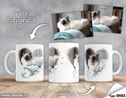 Hrnek 330 ml - 0102 - Srdce kočka s rybkou